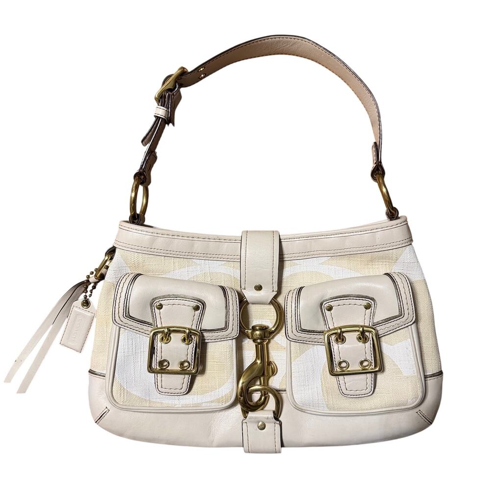 Vintage Coach Cream Legacy Flap Shoulder Bag